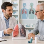 Apotheker berät Patienten zu Asthma und COPD sowie zur richtigen Anwendung von Atemwegsmedikamenten